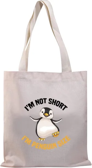 BDPWSS Funny Penguin Gift Penguin Lover Gift I'm Not Short I'm Penguin Sized Penguin Inspired Tote Bag (Penguin size TG)
