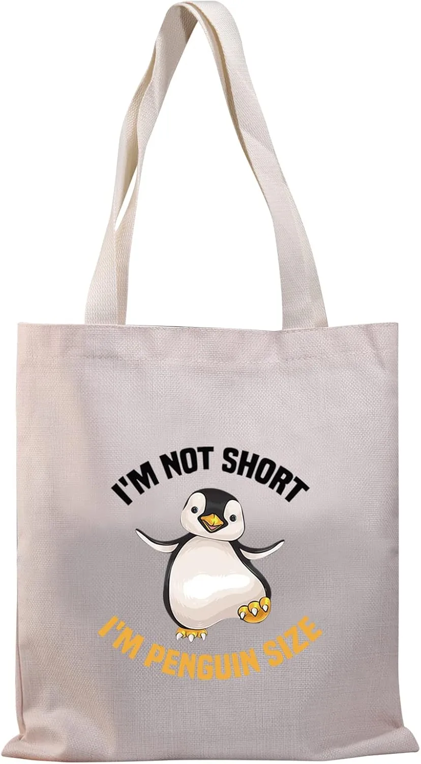 BDPWSS Funny Penguin Gift Penguin Lover Gift I'm Not Short I'm Penguin Sized Penguin Inspired Tote Bag (Penguin size TG)