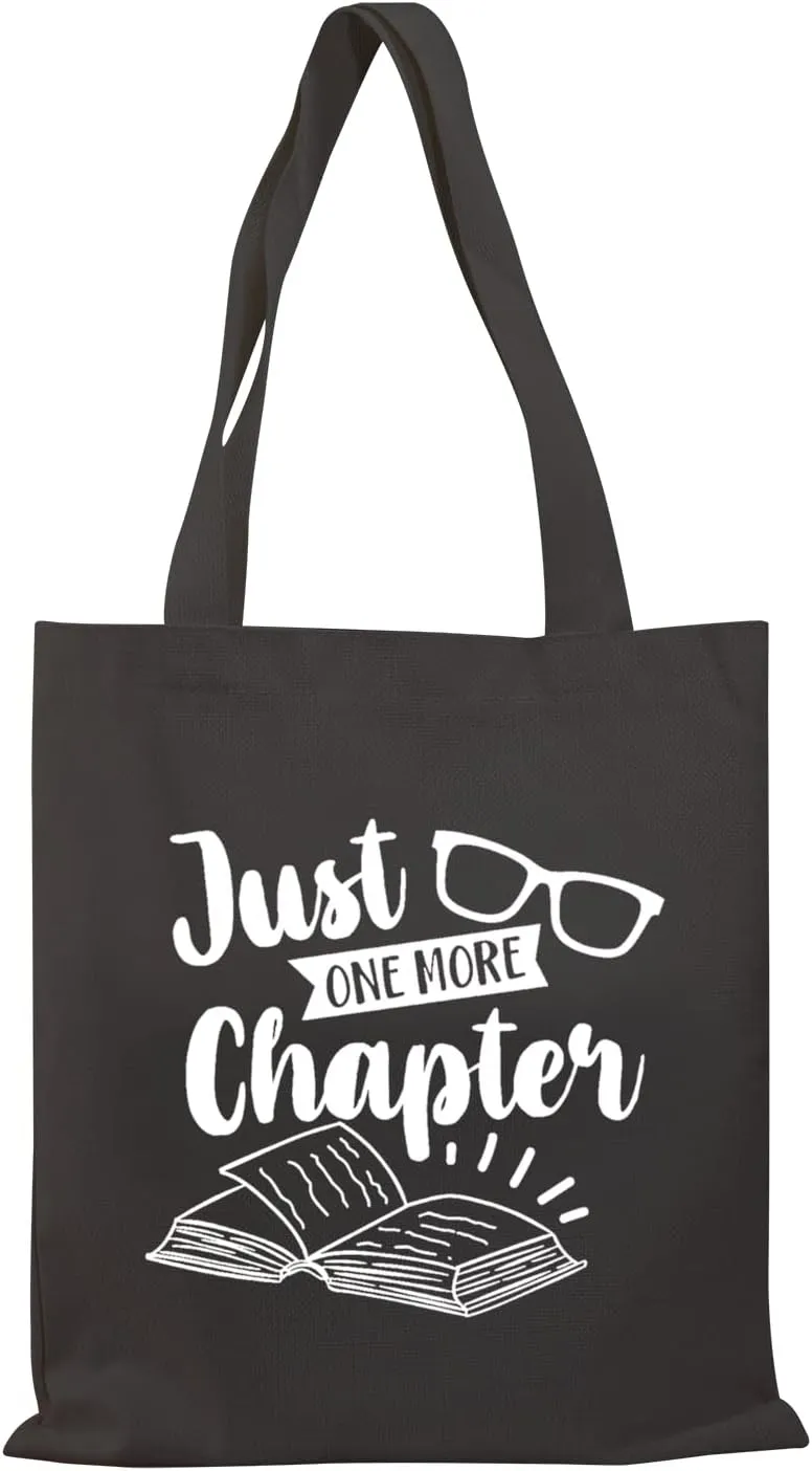 BDPWSS Just One More Chapter Tote Bag Book Lover Shoulder Bag For Bookworm Librarian Reading Lover Book Nerd Gift (one more chapter TGbl 2)