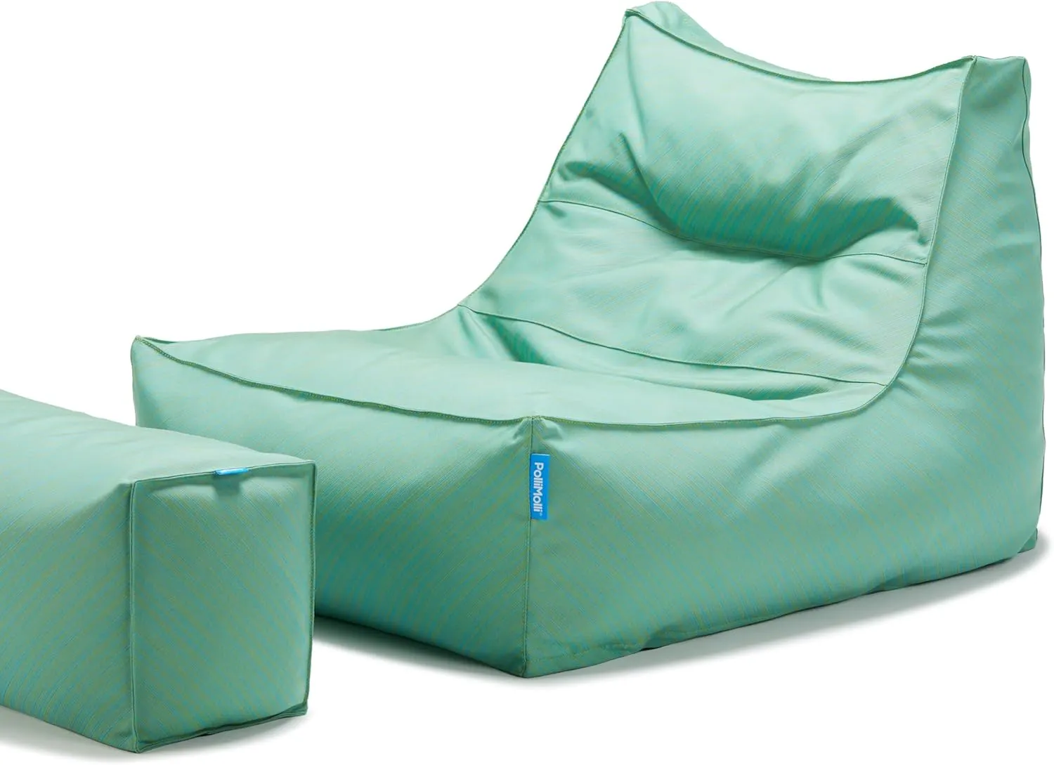 Bean Bag 607R in & Outdoor with Footstool (Cover Only, No Filler) - Removable, Washable, Weatherproof Outdoor Fabric (Laguna Green)
