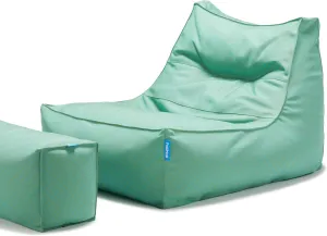 Bean Bag 607R in & Outdoor with Footstool (Cover Only, No Filler) - Removable, Washable, Weatherproof Outdoor Fabric (Laguna Green)