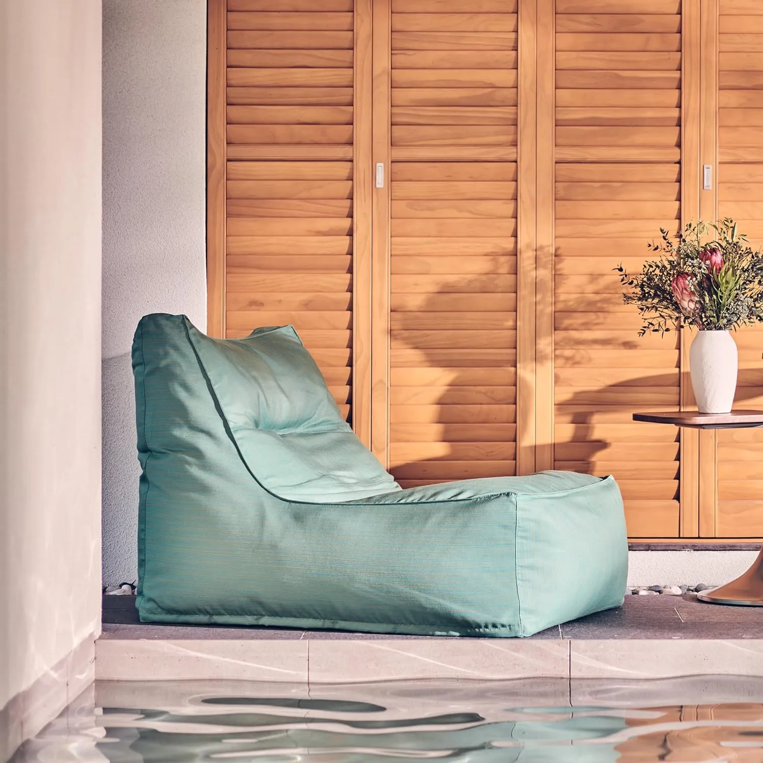 Bean Bag 607R in & Outdoor with Footstool (Cover Only, No Filler) - Removable, Washable, Weatherproof Outdoor Fabric (Laguna Green)