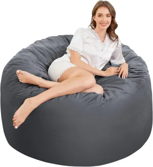 Bean Bag Chairs 3ft - Memory Foam Bean Bag Chairs for Adults/Teens with Filling Sofa with Soft Micro Fiber Cover - Round Fluffy Couch for Living Room Bedroom College Dorm