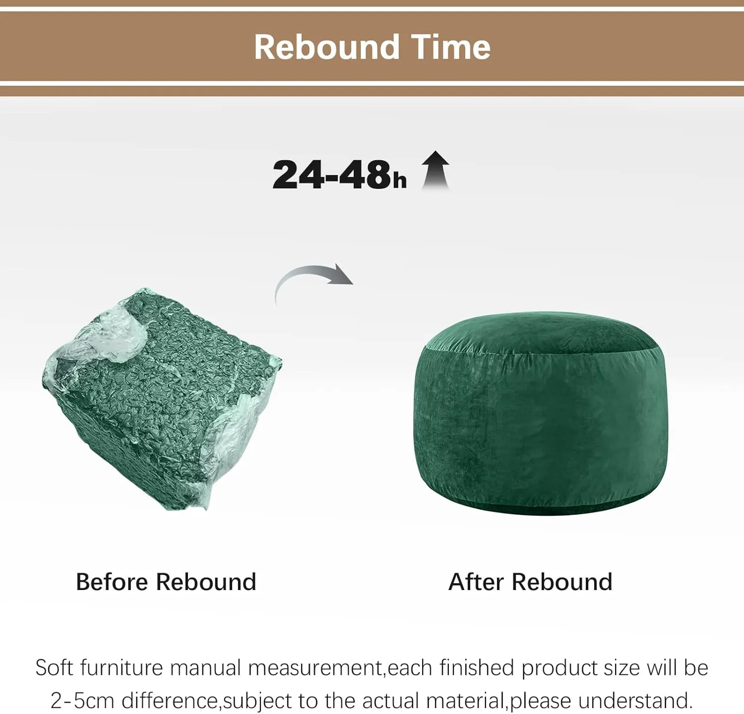 Bean Bag Chairs for Kids - Memory Foam Furniture BeanBag Chair - Kids/Teens Sofa with Soft Micro Fiber Cover - Round Fluffy Couch for Living Room Bedroom College Dorm - 2 ft, Green