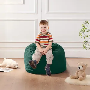 Bean Bag Chairs for Kids - Memory Foam Furniture BeanBag Chair - Kids/Teens Sofa with Soft Micro Fiber Cover - Round Fluffy Couch for Living Room Bedroom College Dorm - 2 ft, Green