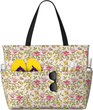 Beautiful floral pattern Large Capacity Travel Bag Lightweight Shopping Handbag Beach Tote Bags Casual Work Bag