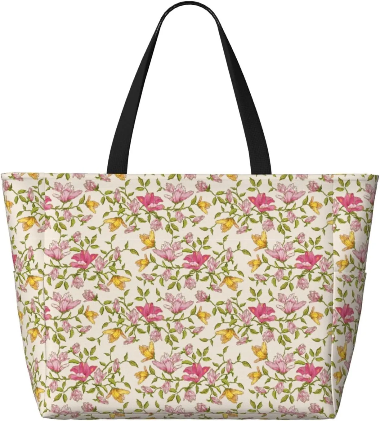 Beautiful floral pattern Large Capacity Travel Bag Lightweight Shopping Handbag Beach Tote Bags Casual Work Bag