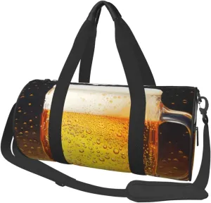 Beer Wallpaper Printed Sports Gym Bag for Men Women Foldable Duffel Bag Carry On Weekender Bag for Travel Sports