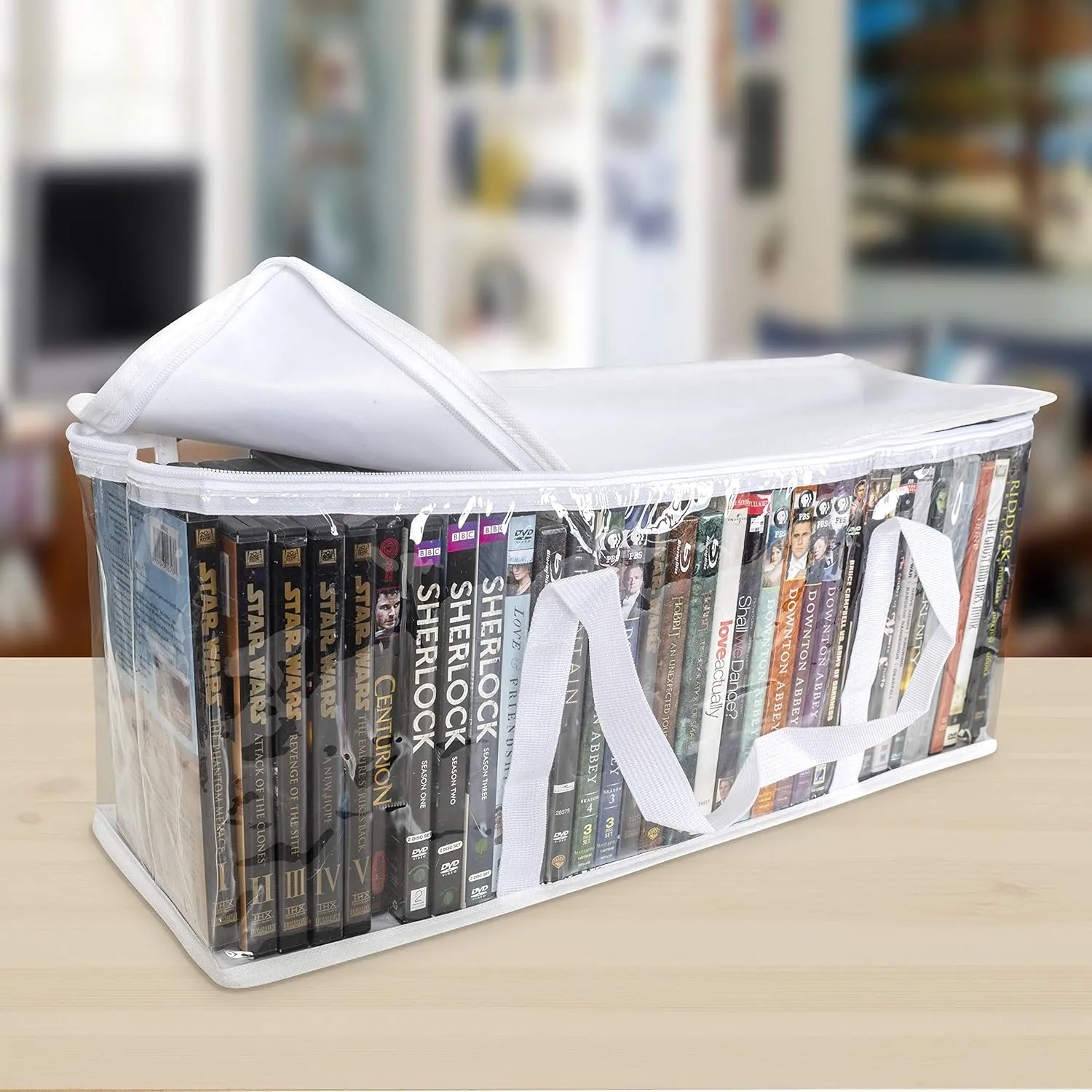 Besti Premium Quality Home DVD Storage Bags (2-Pack) Holds 80 Total Movies or Video Games, Blu-ray, | Convenient Travel Case for Media | Stackable, Easy to Carry (White)