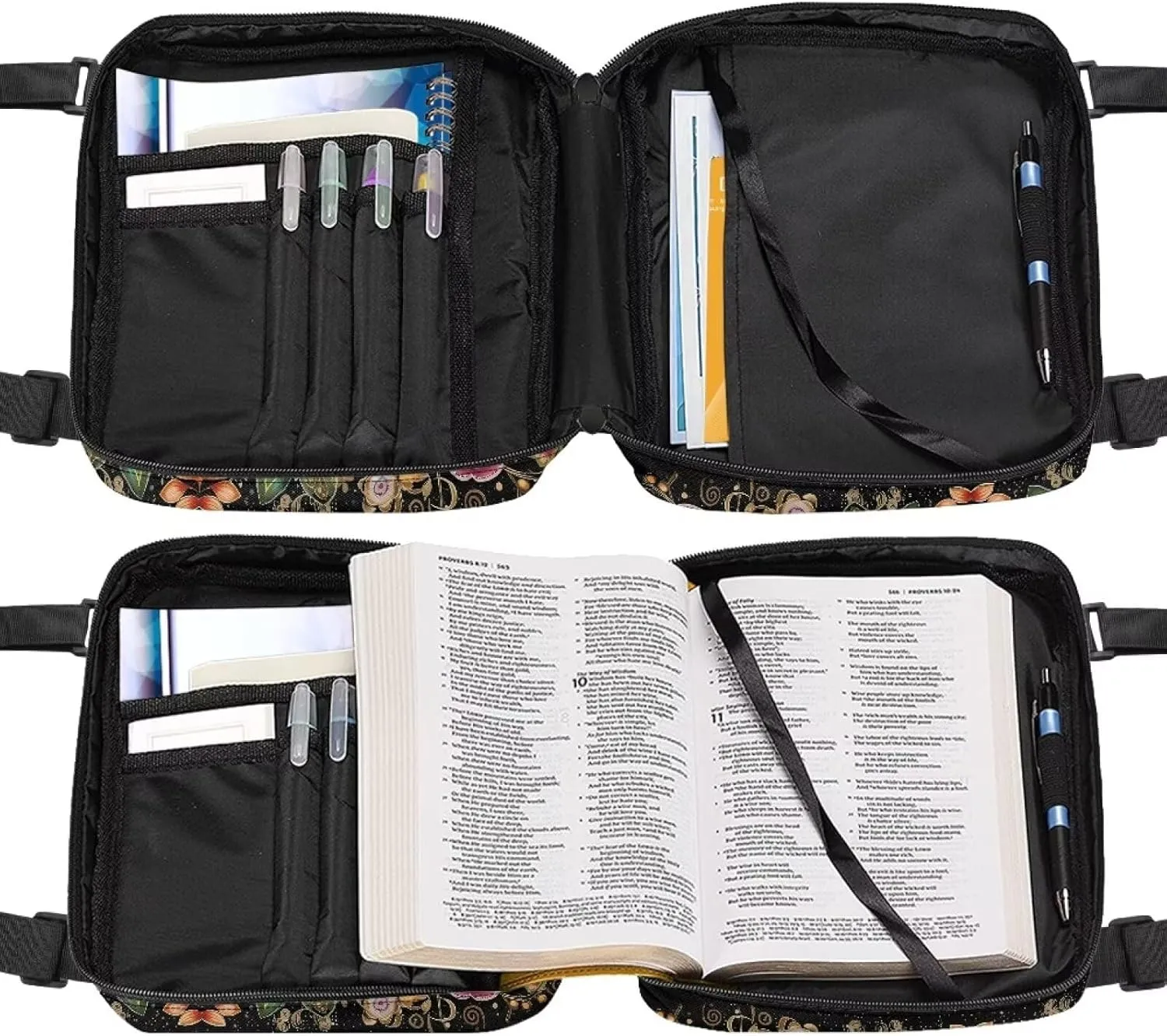 Bible Covers for Women Book Protector with Shoulder Strap Zip Church Bags Soft Bible Pouch