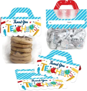 Big Dot of Happiness Thank You Teachers - DIY Teacher Appreciation Clear Goodie Favor Bag Labels - Candy Bags with Toppers - Set of 24