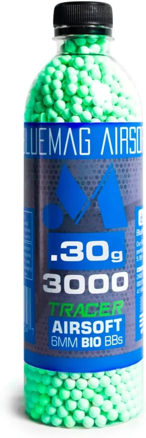 Biodegradable 6mm Tracer Airsoft BBS .30g 3000ct - Polished to Perfection - for All 6mm Airsoft Guns - Ultra Bright Tracer Rounds