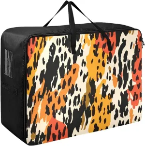Black and White Yellow Tiger Fur Storage Bags, 27.5x19.7x11 In, Collapsible Moving Bags Zippered Storage Bag for Closet Comforter, Pillow, Quilt