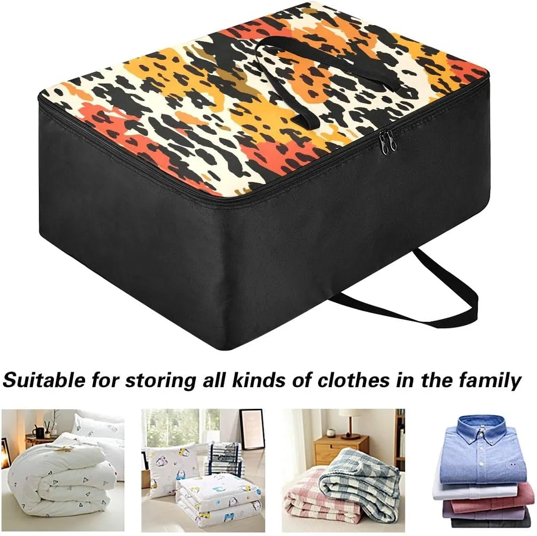 Black and White Yellow Tiger Fur Storage Bags, 27.5x19.7x11 In, Collapsible Moving Bags Zippered Storage Bag for Closet Comforter, Pillow, Quilt