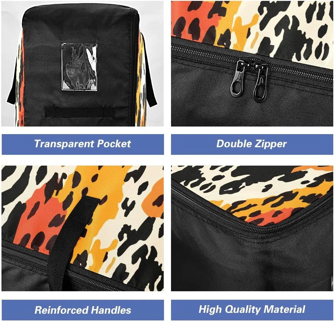 Black and White Yellow Tiger Fur Storage Bags, 27.5x19.7x11 In, Collapsible Moving Bags Zippered Storage Bag for Closet Comforter, Pillow, Quilt