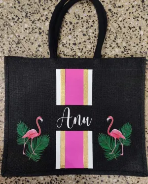 Black Burlap Bag For Moms