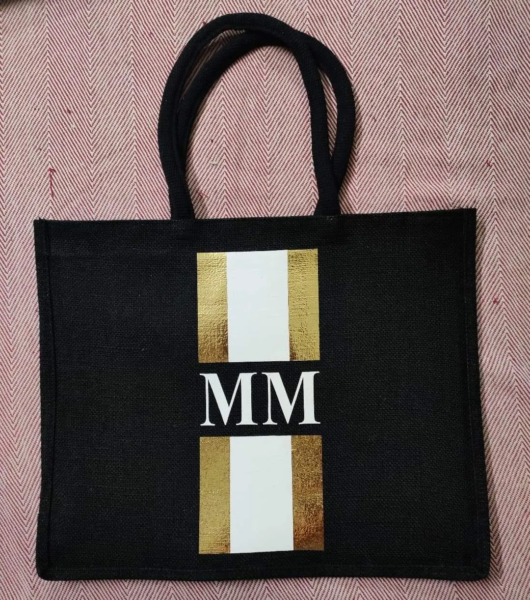 Black Burlap Bag For Moms
