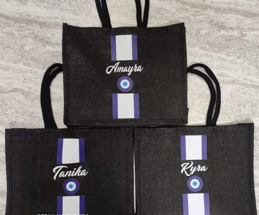 Black Burlap Bag For Moms