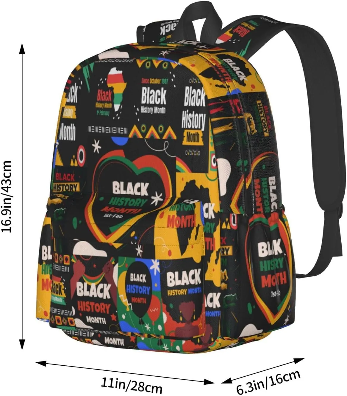 Black History Month Africa Map Backpack Casual Laptop Backpack Large Capacity Double Shoulder Bag Travel Daypack For Women Men