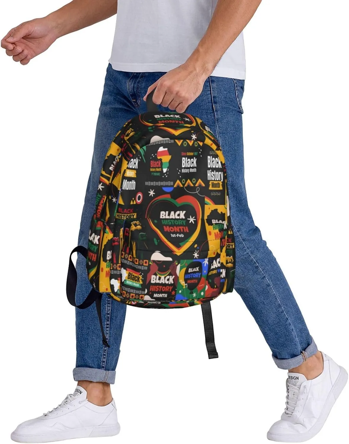 Black History Month Africa Map Backpack Casual Laptop Backpack Large Capacity Double Shoulder Bag Travel Daypack For Women Men