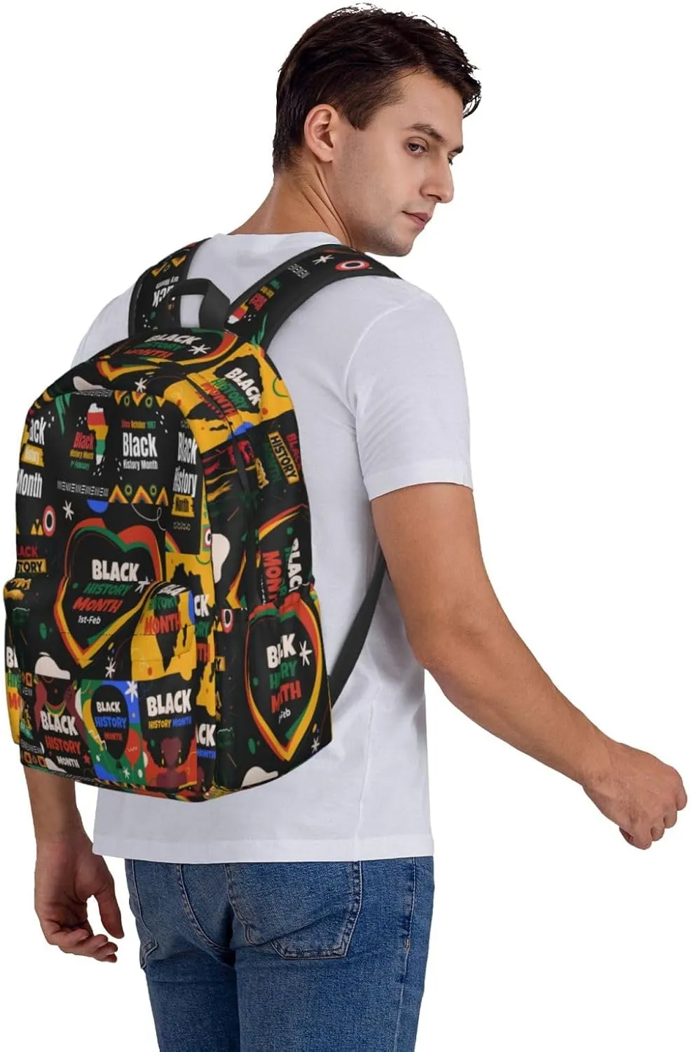 Black History Month Africa Map Backpack Casual Laptop Backpack Large Capacity Double Shoulder Bag Travel Daypack For Women Men