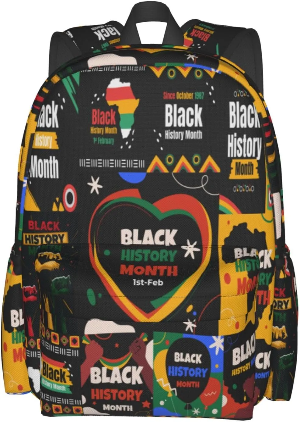 Black History Month Africa Map Backpack Casual Laptop Backpack Large Capacity Double Shoulder Bag Travel Daypack For Women Men