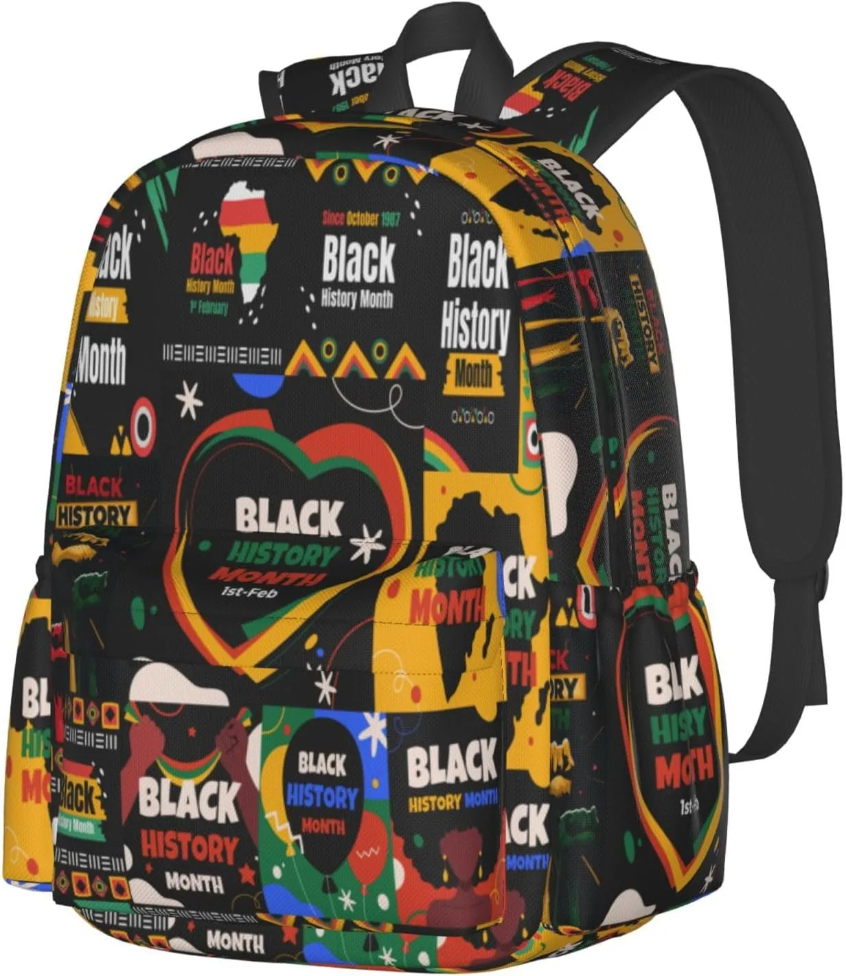 Black History Month Africa Map Backpack Casual Laptop Backpack Large Capacity Double Shoulder Bag Travel Daypack For Women Men