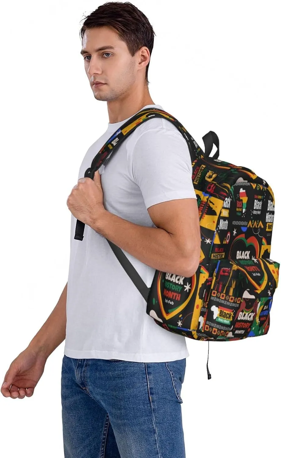 Black History Month Africa Map Backpack Casual Laptop Backpack Large Capacity Double Shoulder Bag Travel Daypack For Women Men