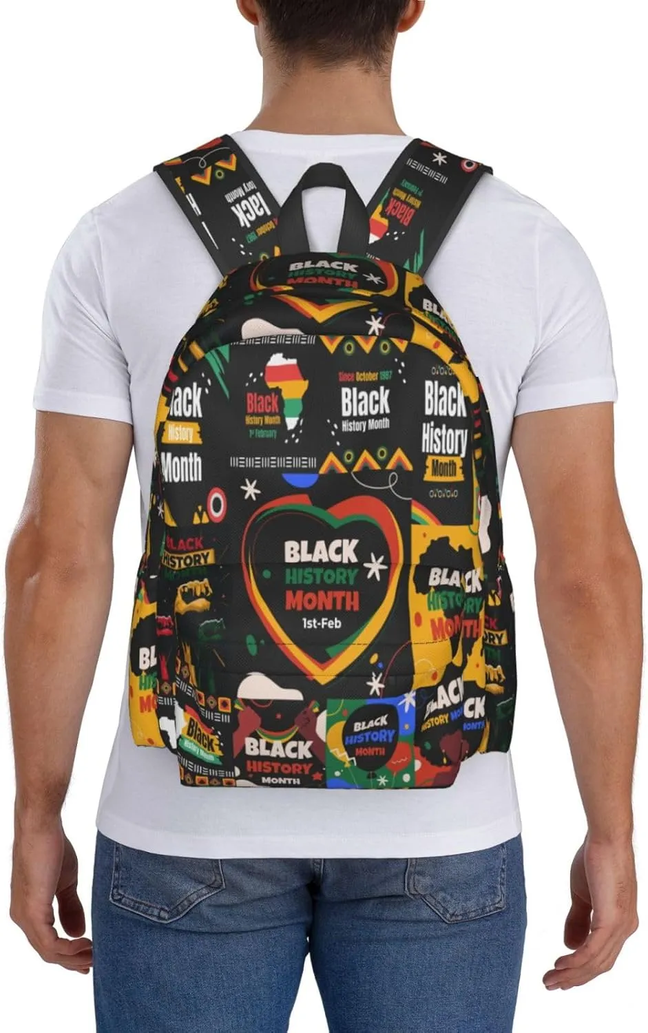 Black History Month Africa Map Backpack Casual Laptop Backpack Large Capacity Double Shoulder Bag Travel Daypack For Women Men