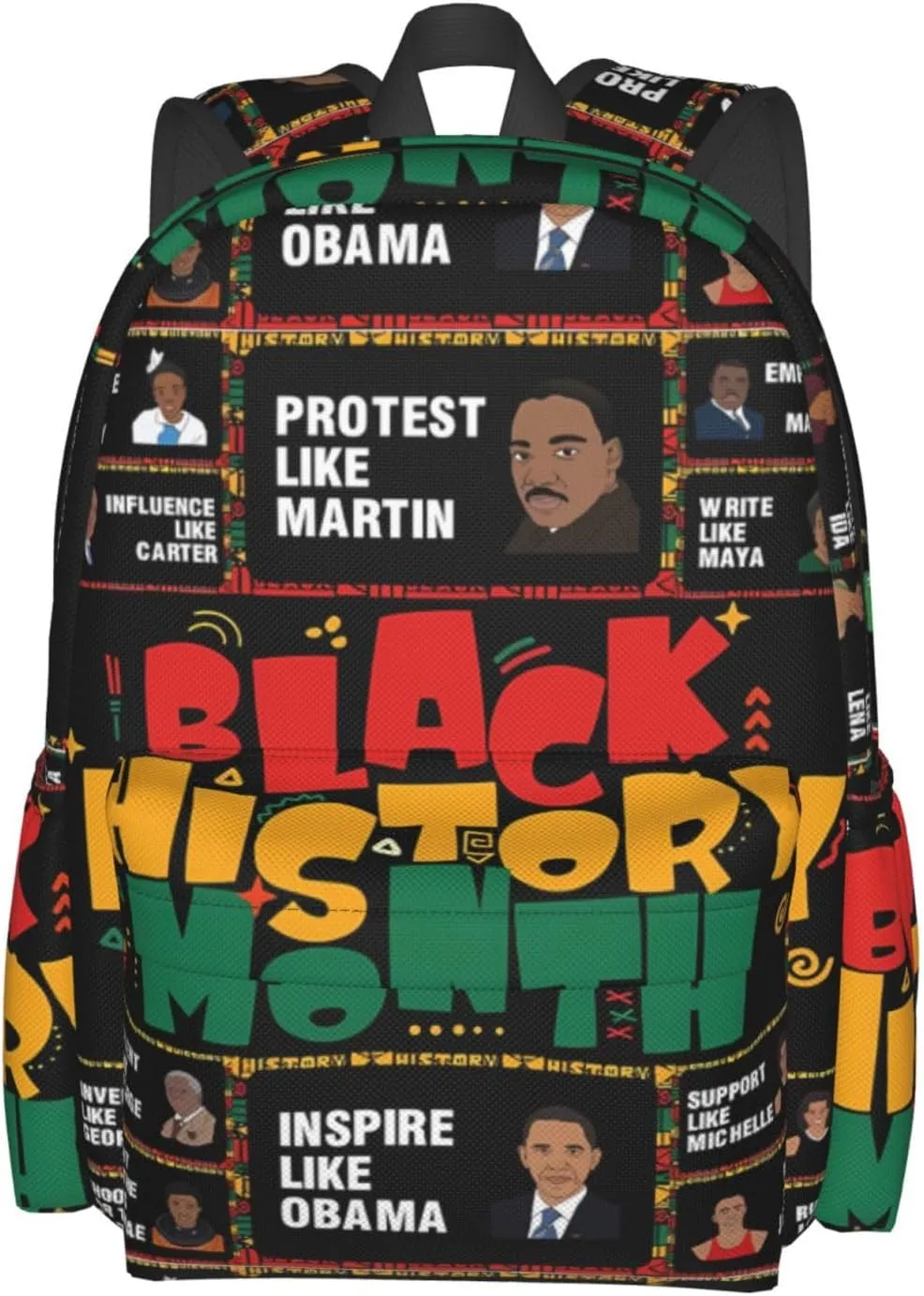 Black History Month African American Pride Celebrate Gifts Backpack Casual Laptop Backpack Large Capacity Double Shoulder Bag Travel Daypack For Women Men