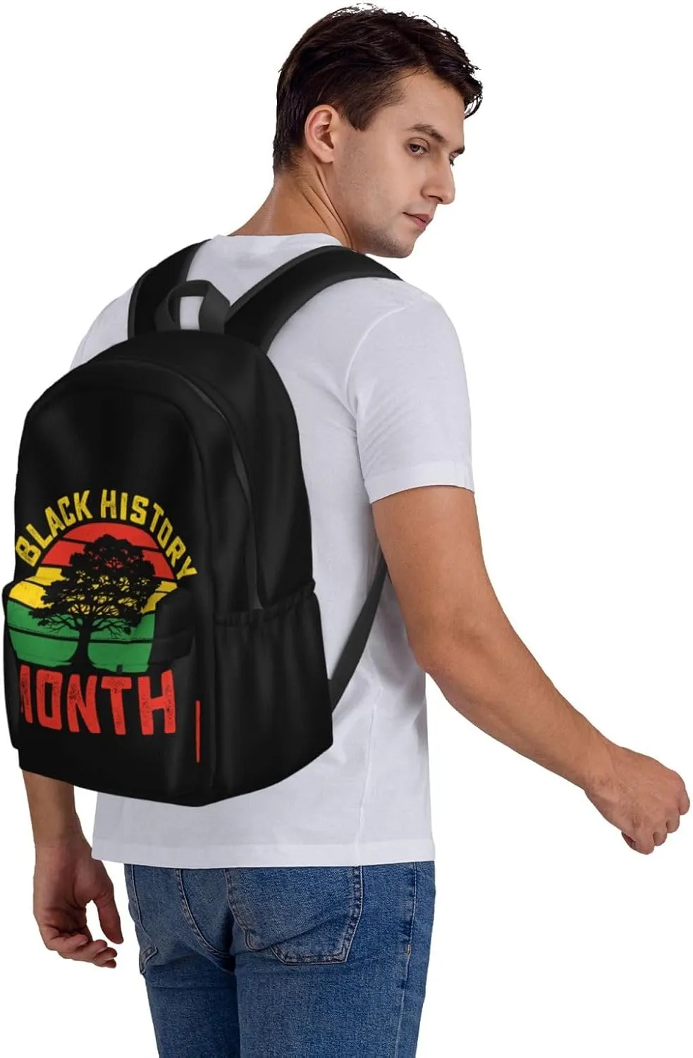 Black History Month African American Pride Celebrate Gifts Backpack Casual Laptop Backpack Large Capacity Double Shoulder Bag Travel Daypack For Women Men