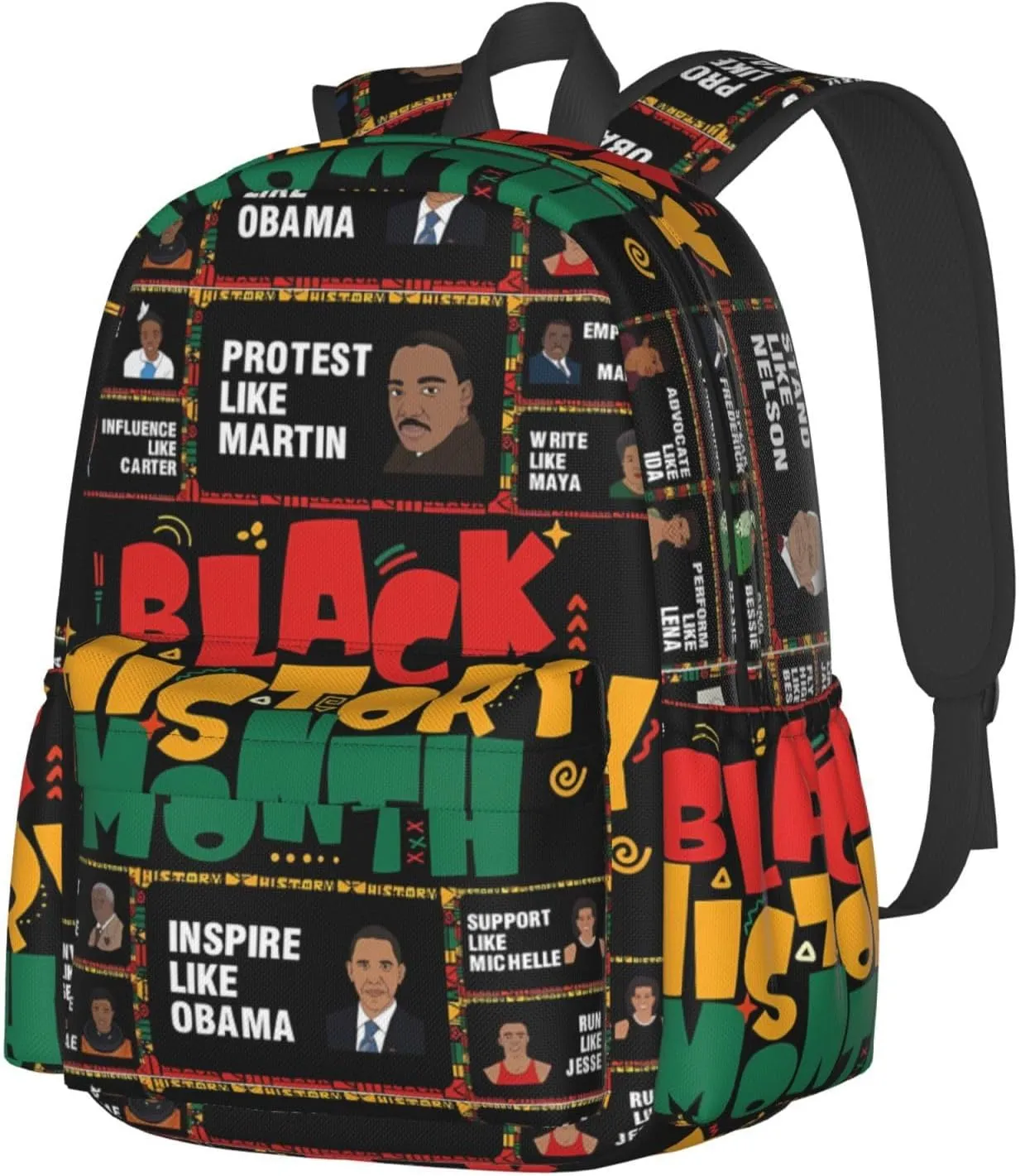 Black History Month African American Pride Celebrate Gifts Backpack Casual Laptop Backpack Large Capacity Double Shoulder Bag Travel Daypack For Women Men