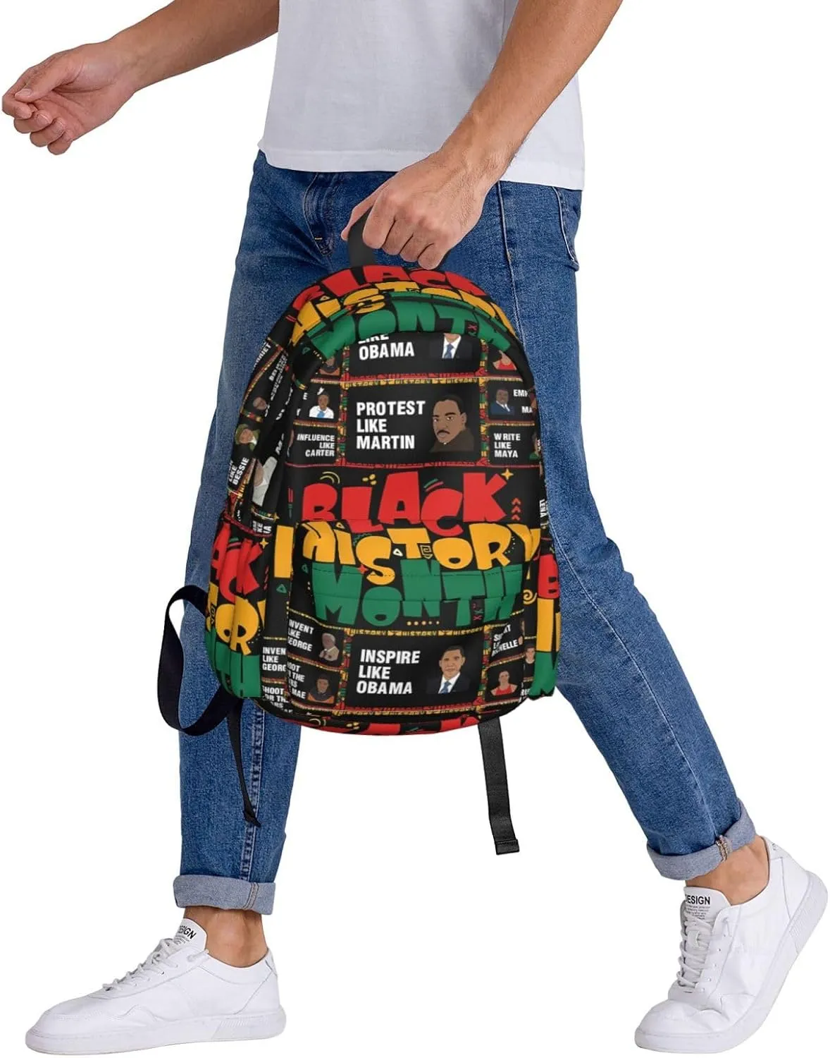 Black History Month African American Pride Celebrate Gifts Backpack Casual Laptop Backpack Large Capacity Double Shoulder Bag Travel Daypack For Women Men