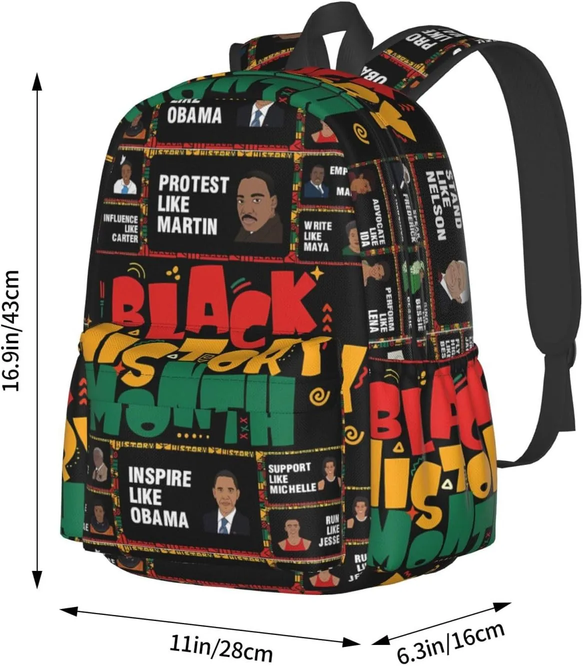 Black History Month African American Pride Celebrate Gifts Backpack Casual Laptop Backpack Large Capacity Double Shoulder Bag Travel Daypack For Women Men