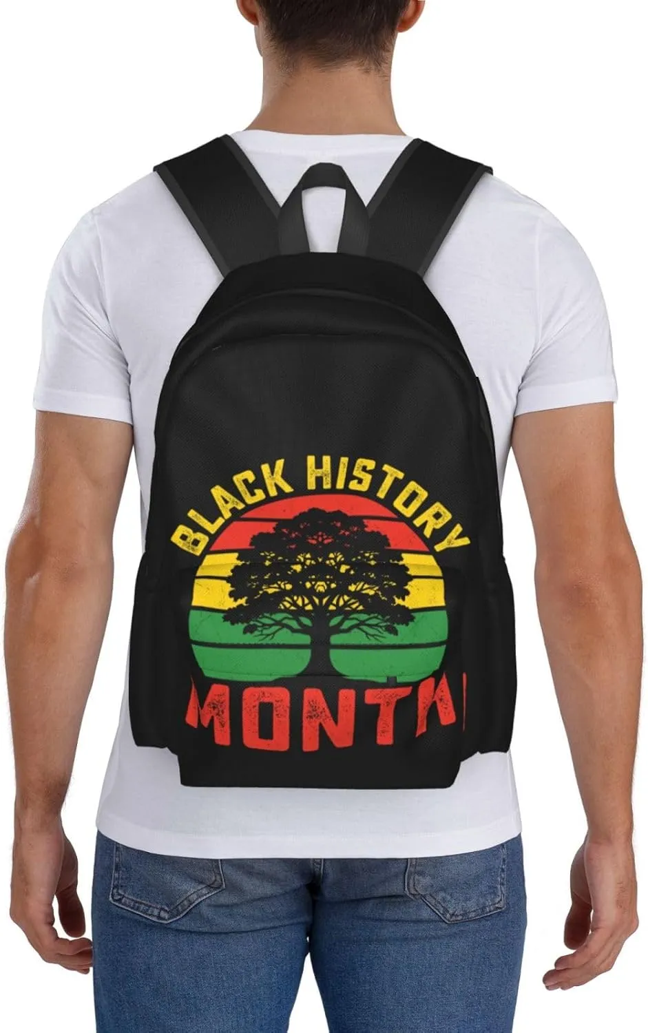 Black History Month African American Pride Celebrate Gifts Backpack Casual Laptop Backpack Large Capacity Double Shoulder Bag Travel Daypack For Women Men