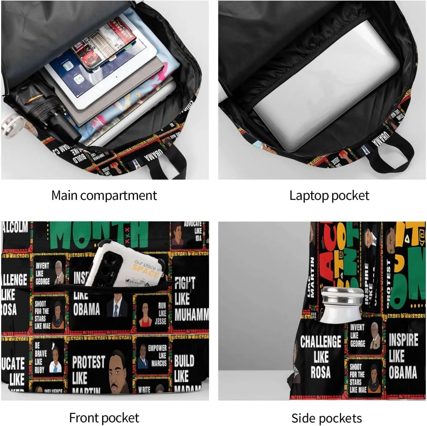 Black History Month African American Pride Celebrate Gifts Backpack Casual Laptop Backpack Large Capacity Double Shoulder Bag Travel Daypack For Women Men