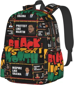 Black History Month African American Pride Celebrate Gifts Backpack Casual Laptop Backpack Large Capacity Double Shoulder Bag Travel Daypack For Women Men