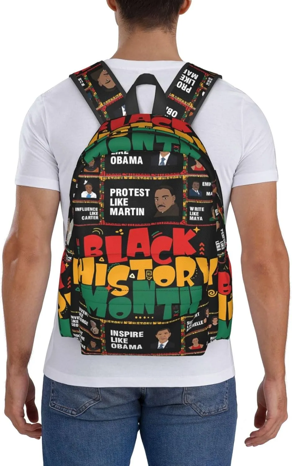 Black History Month African American Pride Celebrate Gifts Backpack Casual Laptop Backpack Large Capacity Double Shoulder Bag Travel Daypack For Women Men