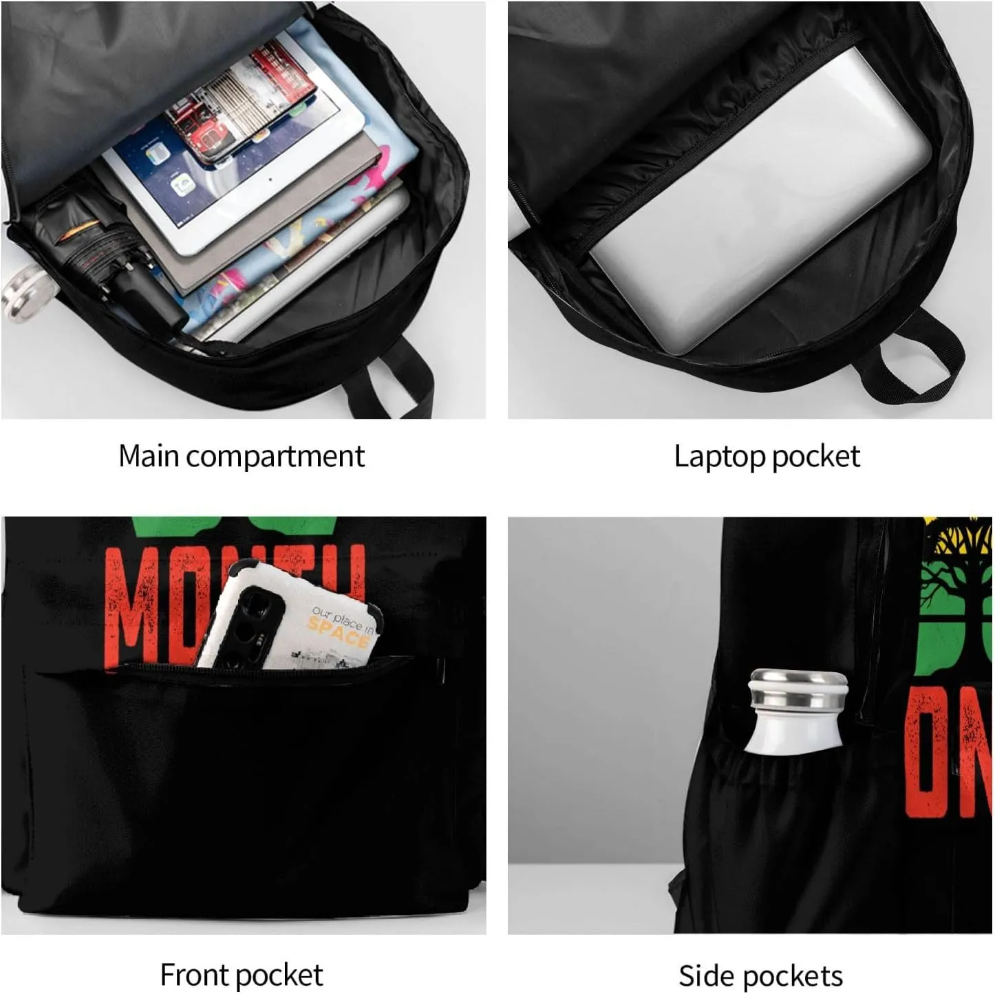 Black History Month African American Pride Celebrate Gifts Backpack Casual Laptop Backpack Large Capacity Double Shoulder Bag Travel Daypack For Women Men