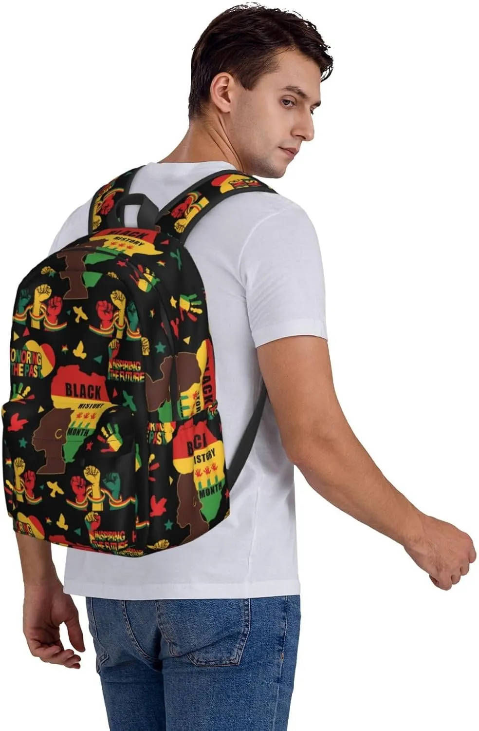 Black History Month Women Celebrate Gifts Backpack Casual Laptop Backpack Large Capacity Double Shoulder Bag Travel Daypack For Women Men