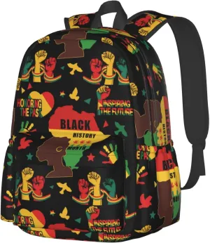 Black History Month Women Celebrate Gifts Backpack Casual Laptop Backpack Large Capacity Double Shoulder Bag Travel Daypack For Women Men