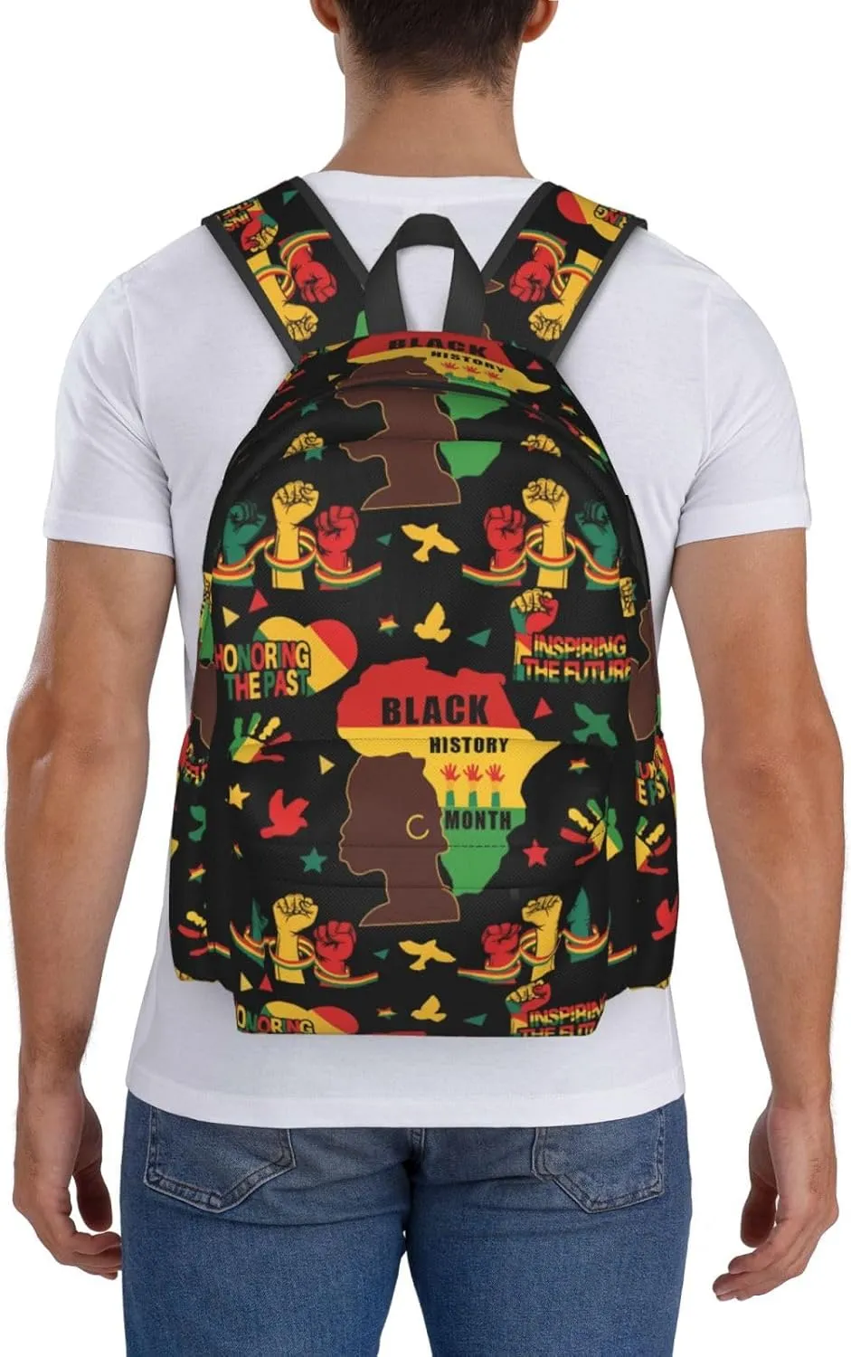 Black History Month Women Celebrate Gifts Backpack Casual Laptop Backpack Large Capacity Double Shoulder Bag Travel Daypack For Women Men