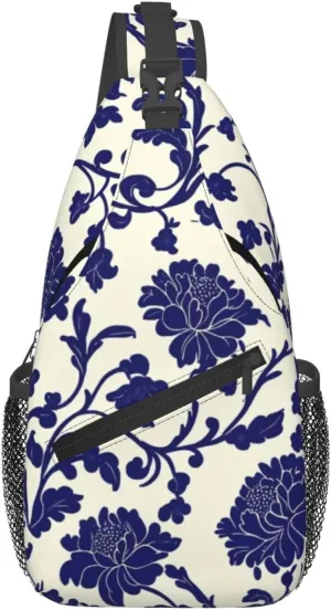 Blue And White Porcelain Pattern Sling Bag Cross Body Bag Shoulder Bag Fanny Pack Travel Hiking Daypack For Women Men