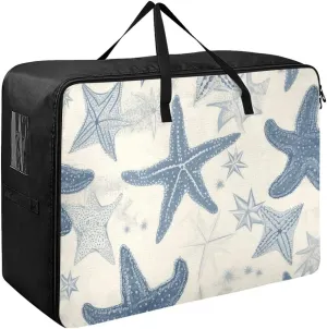 Blue Starfish Storage Bags, 27.5x19.7x11 In, Collapsible Moving Bags Zippered Storage Bags for Moving Essential