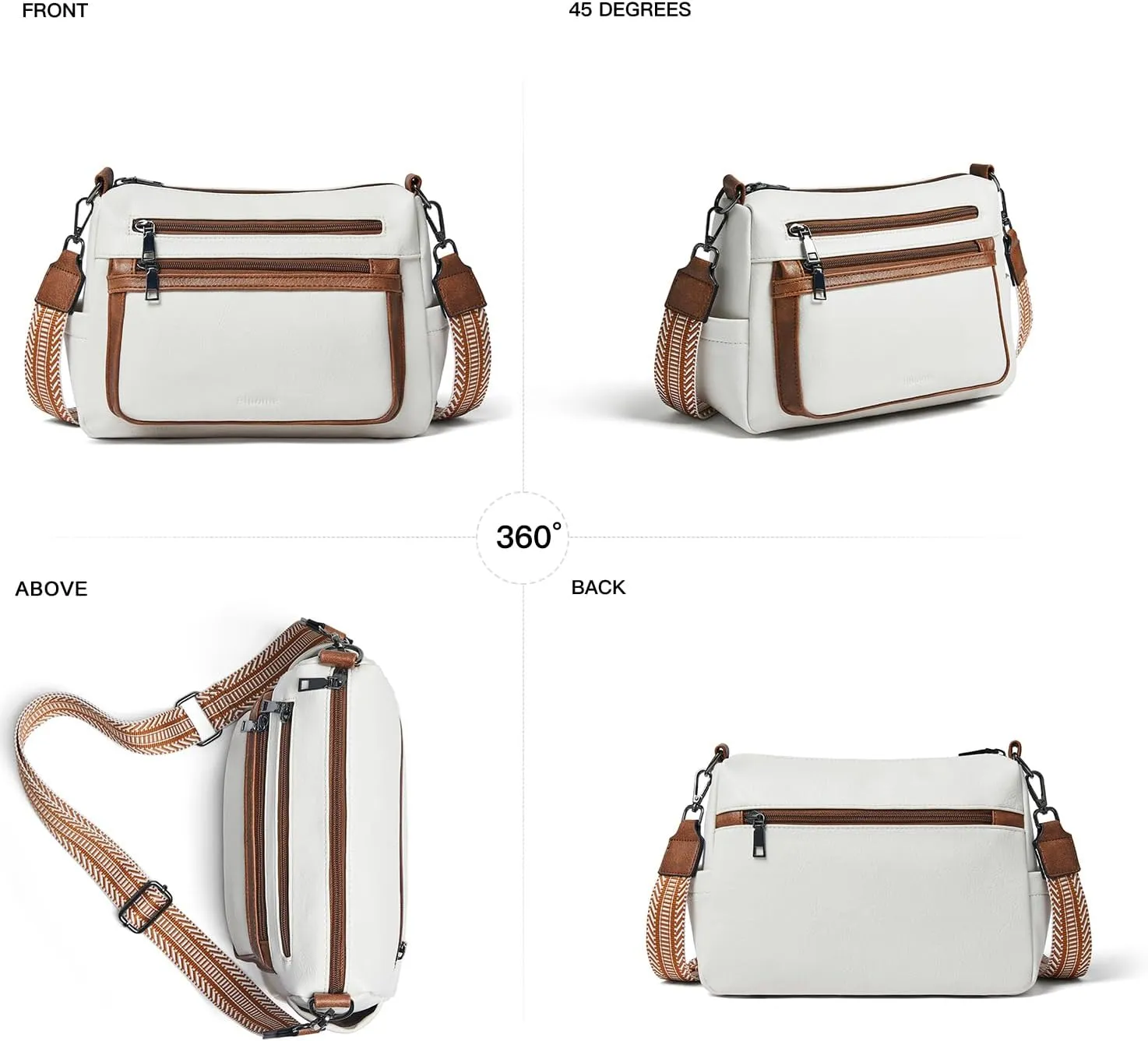 Bluome Crossbody Purses for Women, Vegan Leather Shoulder Bag Handbags Medium Hobo Bag with Guitar Strap