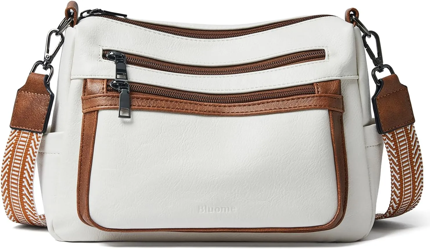 Bluome Crossbody Purses for Women, Vegan Leather Shoulder Bag Handbags Medium Hobo Bag with Guitar Strap