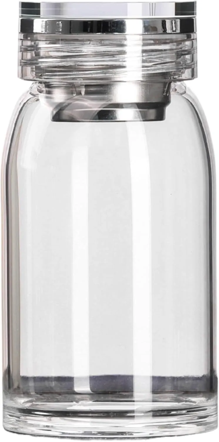 Borosilicate Glass Water Bottle 15oz Clear Water Bottle Wide Mouth Tea Infuser Bottle with Sleeve for Beverage Juices Tea