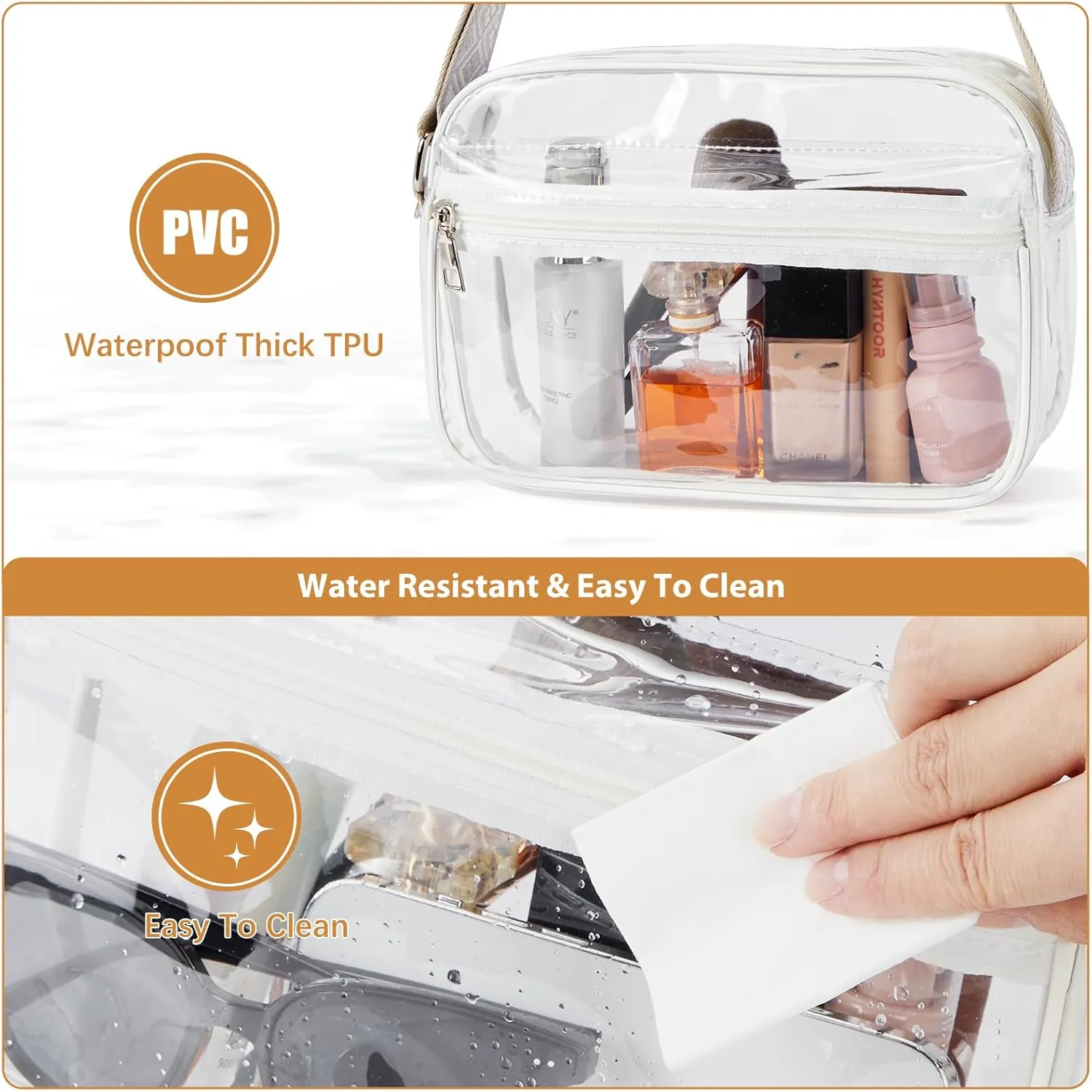 BOSTANTEN Clear Bag for Women Stadium Approved Clear Bags Small Crossbody Purse Trendy for Concerts Sports Events