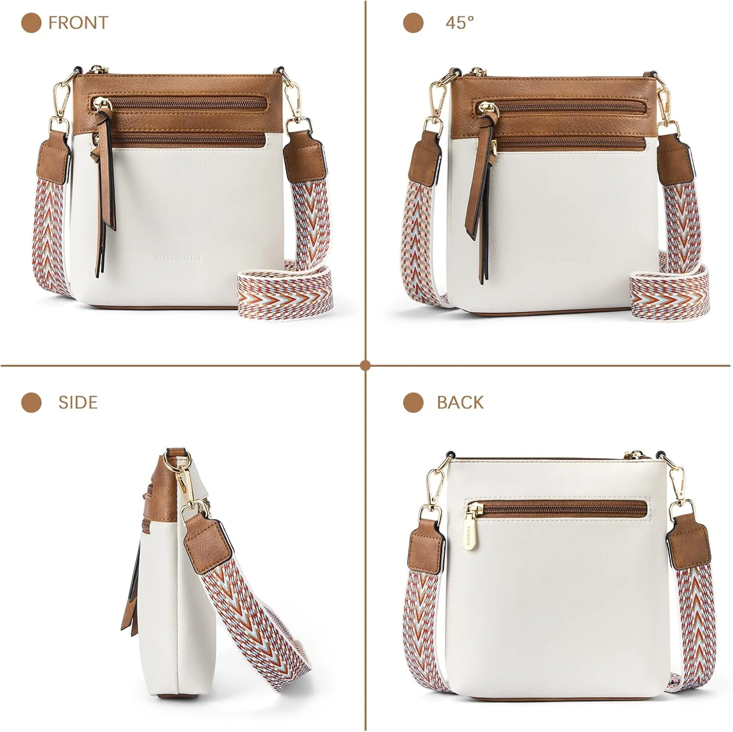 BOSTANTEN Crossbody Bags Purses for Women Trendy Soft Vegan Leather Shoulder Handbags with Adjustable Strap Zipper Pocket