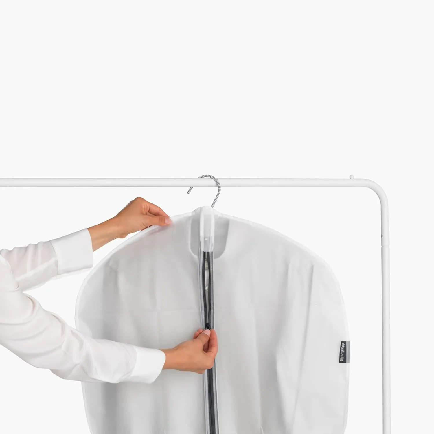 Brabantia 2 Pack Large Clear Hanging Clothes Protector Bags (White) Garment Covers for Closet Storage, Fits Suits Coats Dresses, Dust & Moth Protection, Zip Close